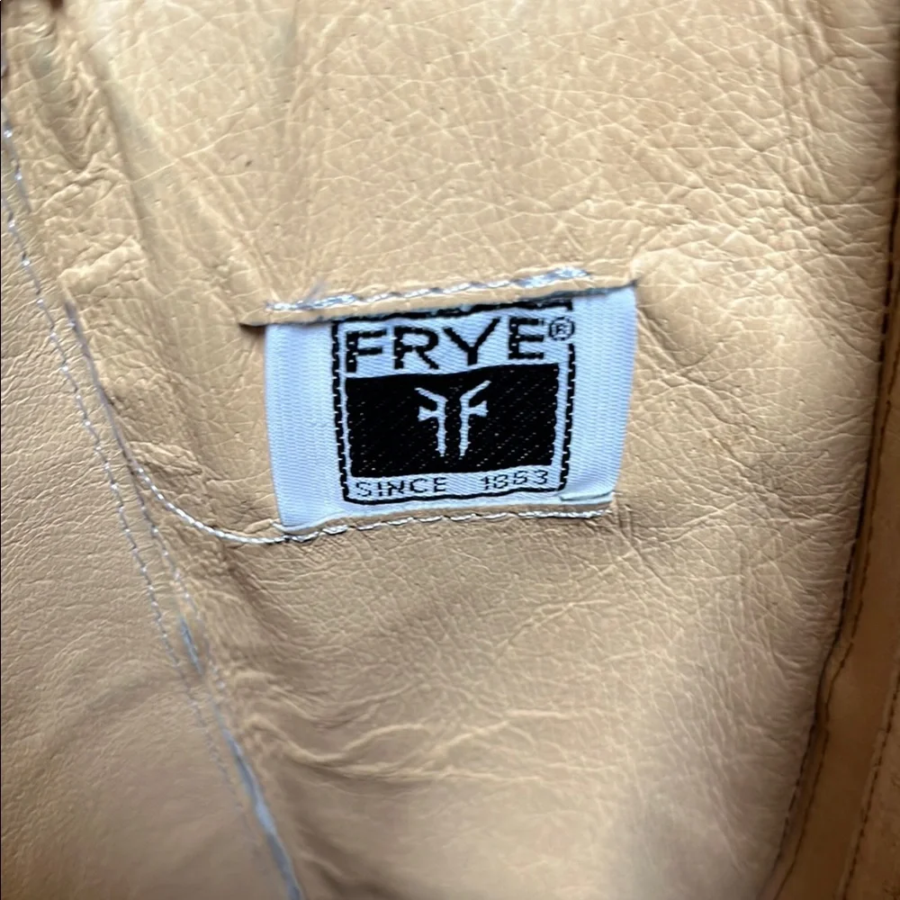 FRYE MELISSA BUTTON INSIDE ZIP COGNAC DISTRESSED LEATHER RIDING BOOT - Picture 8 of 10